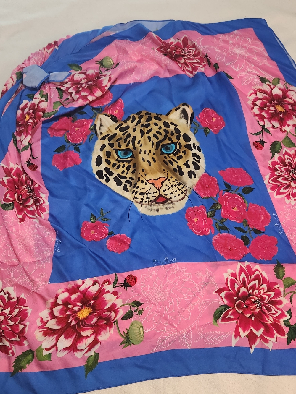 VERANDAH Leopard Face Draped Lightweight Scarf Poncho Coverup